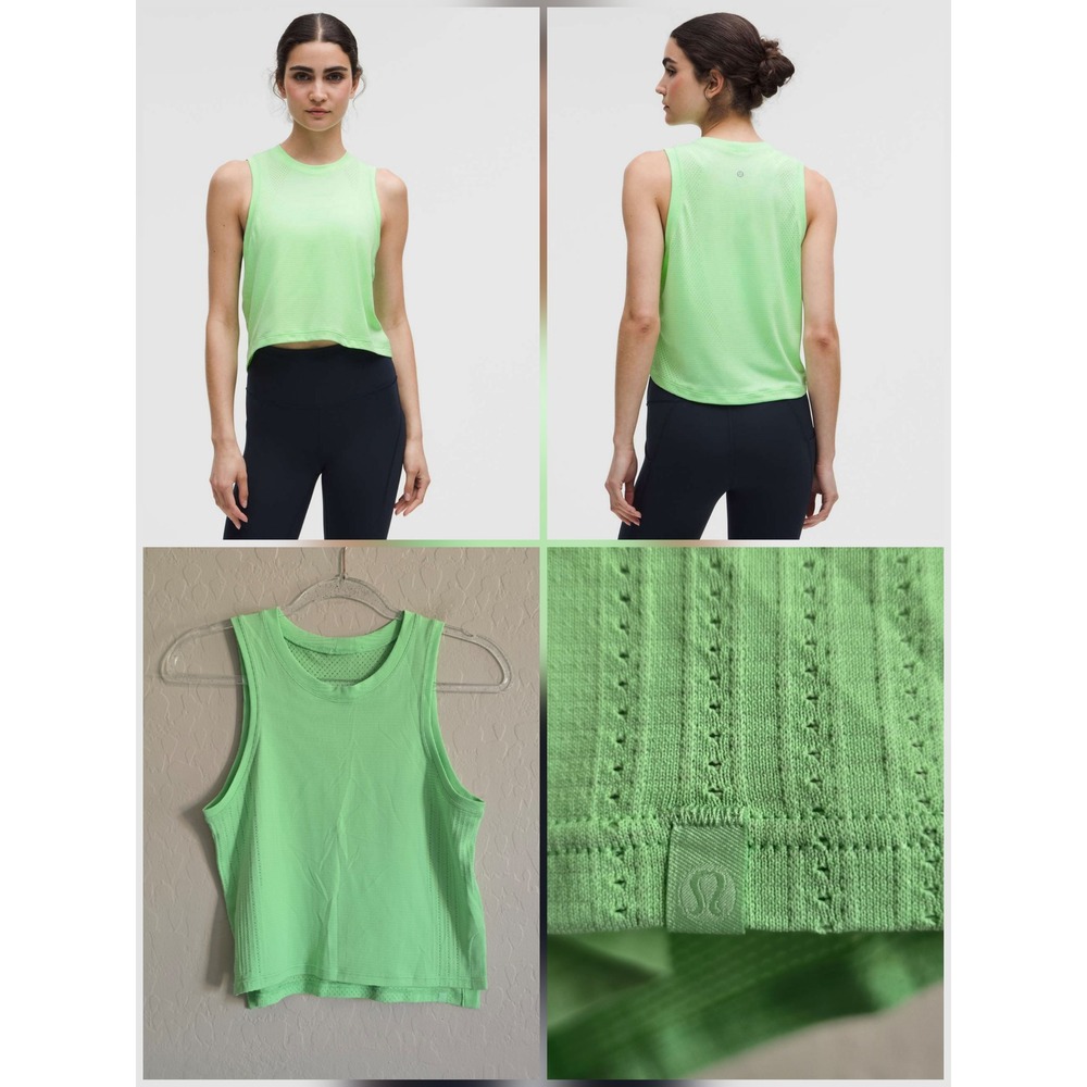 Lululemon Swiftly High-Low Cropped Tank Top Citra Lime Activewear Athletic‎